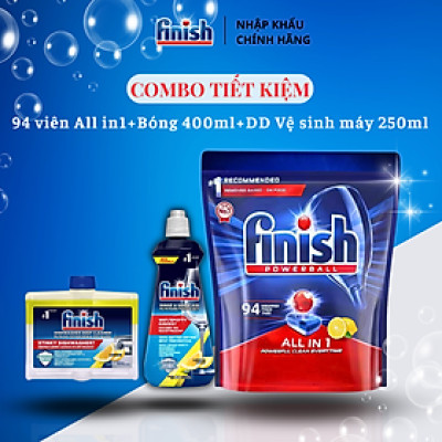 Combo tiêu chuẩn: 3 X Túi 24 Viên Nước Rửa Bát All In One + Nước Làm Bóng Rinse & Shine Aid + Dung Dịch Tẩy Rửa Máy Rửa Chén Bát