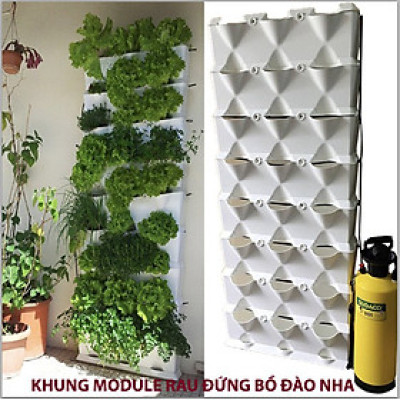 08 Chậu trồng rau thông minh Không thay đất Vertical (màu trắng) nhập khẩu Bồ Đào Nha kèm bộ tưới nhỏ giọt và bón phân Bán tự động (khu vực Không có vòi cấp)