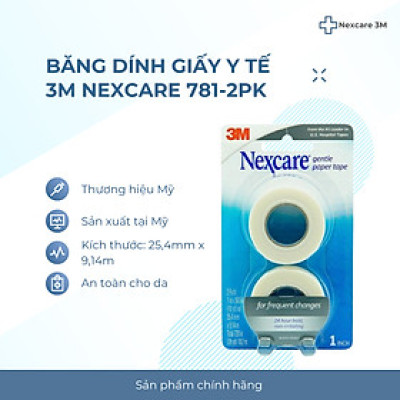 Băng keo cuộn giấy y tế cố định gạc, kim truyền,... 3M Nexcare 781-2pk, sản xuất tại Mỹ