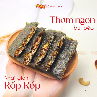 Rong biển kẹp hạt dinh dưỡng Mailey Hộp 120g - hỗ trợ ăn kiêng giảm cân, bánh ngũ cốc dinh dưỡng