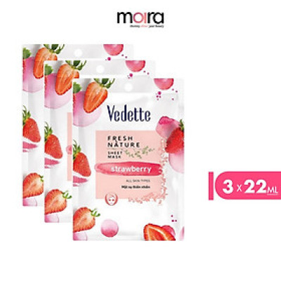 Combo Mặt nạ thiên nhiên Vedette Dâu tây 22ml
