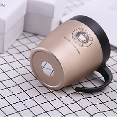 Cốc Cafe Giữ Nhiệt 330ml Chất Liệu Inox 304 Có Tay Cầm Tặng Kèm Thìa - Shop Gold