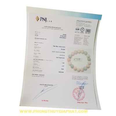 Vòng tay đá Berly  cao cấp kèm chứng thư