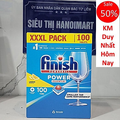Hộp 100 viên rửa chén Finish Classic Dishwasher Tablets Lemon Sparkle QT025446 - hương chanh