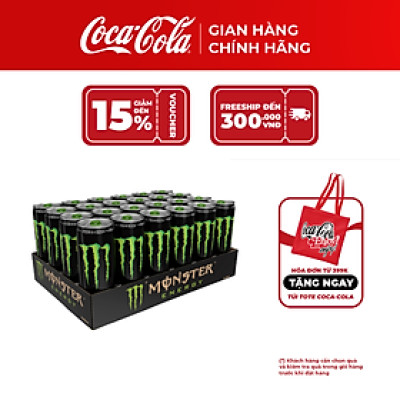 Lốc 24 Lon Nước Tăng Lực Giải Khát Monster Energy 355ml/Lon  Coca-Cola Official Store_TK