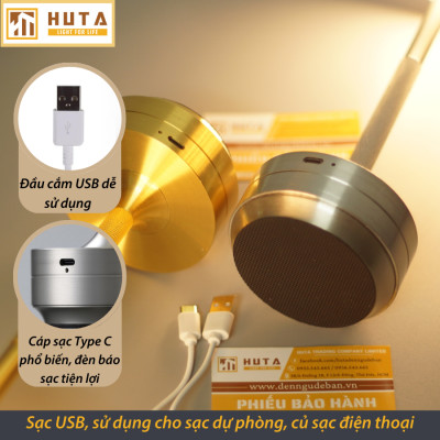 Đèn Led Quầy Bar Bàn Ăn Nhà Hàng HUTA AL4 Cảm Ứng Pin Sạc Tích Điện USB Điều Chỉnh Ánh Sáng Vàng Trang Trí Quán Cà Phê Lounge Sự Kiện