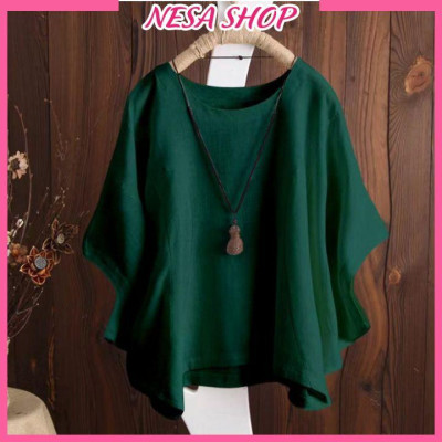 Áo kiểu nữ đẹp, chất liệu đũi mềm mát, áo kiểu form rộng cánh dơi, thời trang nữ NeSa Shop,  AKH.036