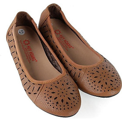 Giày nữ hoa văn Huy Hoàng da bò màu da HT7950