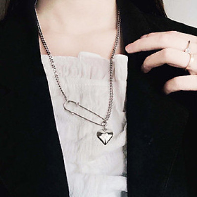 Vòng cổ hình trái tim mix kim băng siêu cool ấn tượng dây chuyền titan