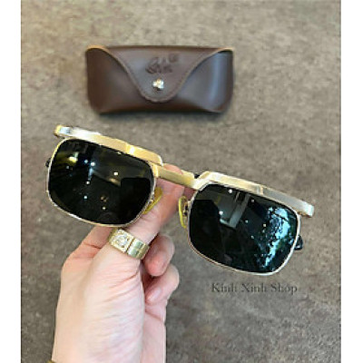 Kính râm Solex chữ H Mắt thủy tinh chống nắng uv gọng mạ vàng 14K 1/25 + Tặng Fullbox Phụ kiện