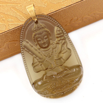 Mặt dây chuyền Hư Không Tạng Bồ Tát đá Obsidian 5cm - Phật bản mệnh tuổi Sửu, Dần - Mặt size lớn