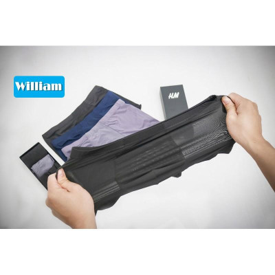(Video thực tế) Hộp 4 quần lót nam boxer đúc lụa siêu nhẹ, sịp đùi cao cấp William - WS76