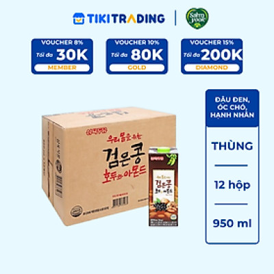 Thùng 12 Hộp Sữa Đậu Đen, Óc Chó, Hạnh Nhân Sahmyook Foods (950ml/Hộp)