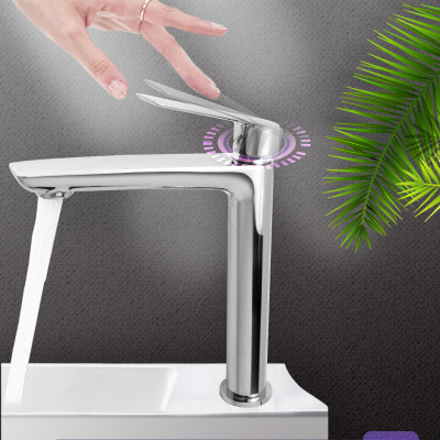 Vòi lavabo rửa mặt nóng lạnh thân cao bằng đồng mạ crom mặt gương Hiwin KF-765