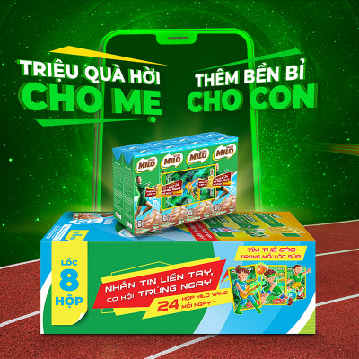 [TẶNG TÚI XÁCH TAY NĂNG ĐỘNG] Thùng 48 hộp sữa lúa mạch Nestlé MILO Ít đường 180ml