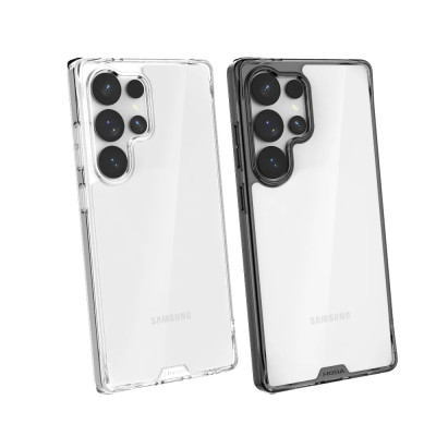 Ốp lưng trong suốt chống sốc 2m cho Samsung Galaxy S25 Ultra hiệu HODA Crystal Pro - Viền TPU, lưng kính cường lực, chống va đập - Hàng nhập khẩu