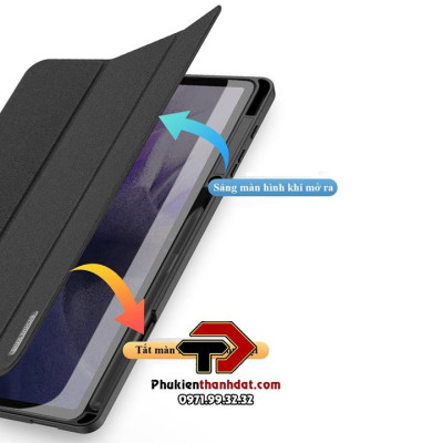 Bao da dành cho Samsung Tab S8 Plus/ S7 Plus/ S7 FE DOMO Series Lưng Dẻo Vải Jean Khay Bút - Hàng chính hãng