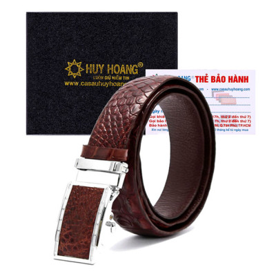HJ4207-08-09-44 - Thắt lưng nam da cá sấu gai lưng màu đen, nâu đỏ, vàng, nâu đất