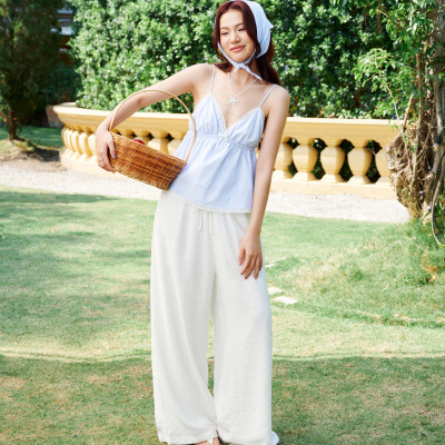 DOTTIE - Áo hai dây phối đăng ten - Xanh dương - T1097