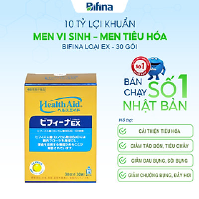 Men tiêu hóa Bifina Nhật Bản - Hỗ trợ cho người rối loạn tiêu hoá,táo bón,tiêu chảy - Loại EX hộp 30 gói