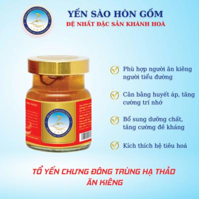 [Set QT 6 Hũ] Tổ Yến Chưng Đông Trùng Hạ Thảo (Ăn Kiêng) - Yến Sào Hòn Gốm Chính Hiệu Khánh Hoà - HGK NEST
