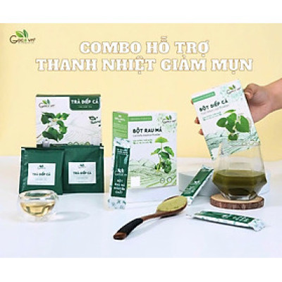Combo Thanh nhiệt, Giảm mụn (1 hộp Bột diếp cá 72g, 1 hộp Bột rau má 72g, 1 hộp Trà diếp cá túi lọc 40g)