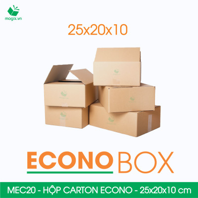 MEC20 - 25x20x10 cm - Combo 20 thùng hộp carton trơn siêu tiết kiệm ECONO