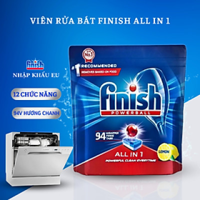 Túi 94 viên rửa chén Finish All In 1 Max Dishwasher Tablets QT04590