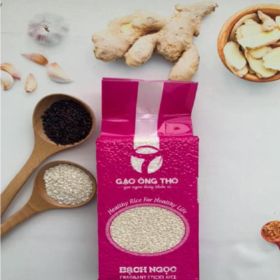 Combo 2 sản phẩm Gạo Ông Thọ - Bạch Ngọc (nếp Bắc) túi 1kg hút chân không. Sản phẩm gạo sạch hữu cơ dinh dưỡng cho sức khỏe