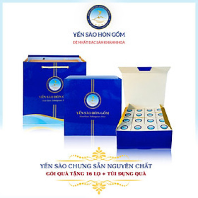 [Gói QT 16 Hũ] Tổ Yến Chưng Đông Trùng Hạ Thảo (Ăn Kiêng) - Yến Sào Hòn Gốm Chính Hiệu Khánh Hoà - HGKNEST