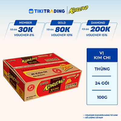 Thùng 24 Gói Mì vị Kim Chi Koreno 100g