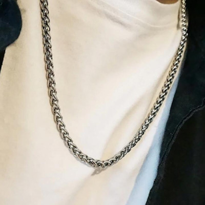 Dây chuyền titan nam cao cấp thời trang rẻ inox thép không gỉ kiểu bông dừa trangsucpt 7mm PTDCNA170