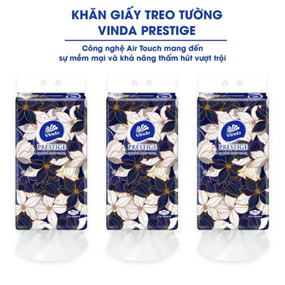 Combo 4 Gói Khăn Giấy Treo Tường Cao Cấp Vinda Prestige 4D 3 lớp 212 tờ