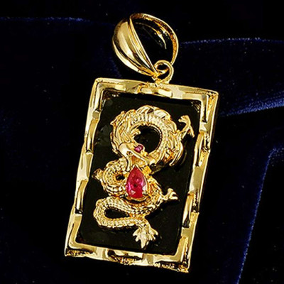 Dây Chuyền Nam Phong Thủy Rồng Vàng 3D MK128+MK70 (46 - 48 cm)