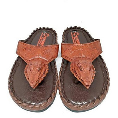 Dép nam Huy Hoàng đầu cá sấu màu nâu đỏ HT7239