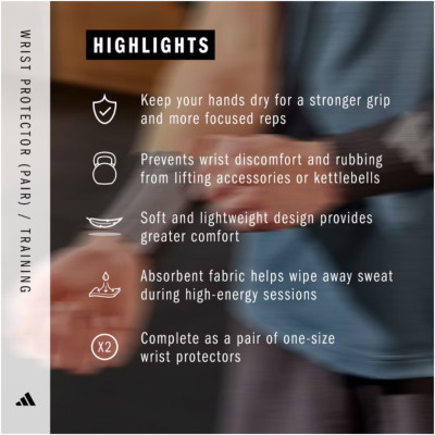 Băng Cổ Tay Thun Co Giãn ADIDAS ADST-13403BK Wrist Protectors - Phụ Kiện Thể Thao Chính Hãng (1 Cặp)