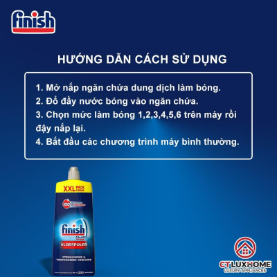 Nước làm bóng Finish 400ml, 750ml, 800ml, 1150ml dùng cho máy rửa bát 