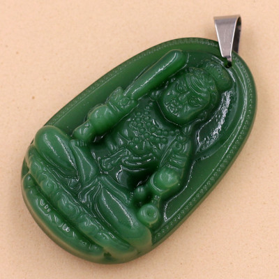 Mặt phật Bất Động Minh Vương thạch anh xanh 4.3cm - phật bản mệnh tuổi Dậu