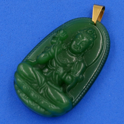 Mặt Phật Đại Thế Chí Bồ Tát thạch anh xanh 4.3cm