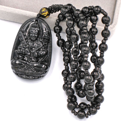 Vòng cổ Hư Không Tạng Bồ tát thạch anh đen 4.3 cm DHTEB6