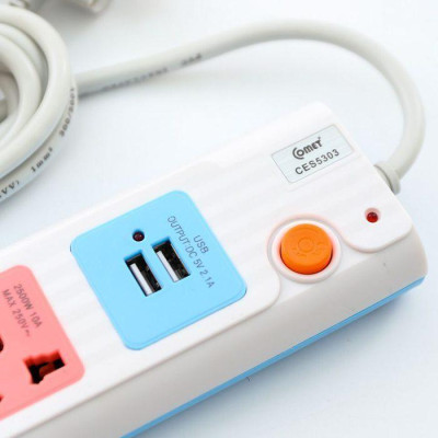 Ổ Cắm Nối Dài Kèm Cổng USB Comet CES5303 - 3 Mét - Hàng Chính Hãng