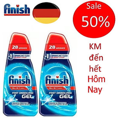 Gel rửa bát Finish All in 1 max chuyên dùng cho máy rửa bát 1400ml, xà phòng Gel cho máy rửa bát 1.4L dùng thay cho viên rửa bát và bột rửa bát