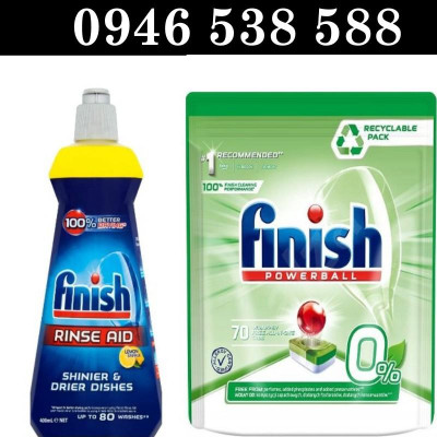 Combo 70 Viên rửa bát Finish eco Hữu cơ cho Máy + Nước làm Bóng Finish 400ml chuyên dùng cho máy