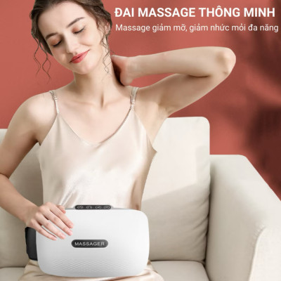 Đai massage, máy massage tan mỡ bụng bi xoay kết hợp chườm nóng thảo dược  cao cấp