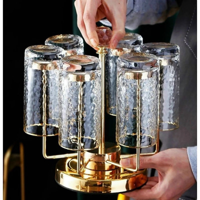 Giá Úp Cốc Đẹp Để Bàn, LUXURY Giá Để Cốc Chén Inox Cao Cấp Xoay 360 Độ Sang Chảnh Và Tiện 