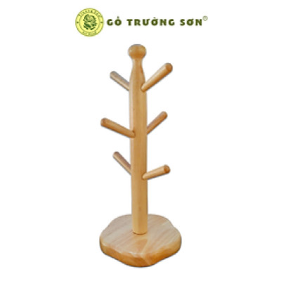 Cây/ Giá Treo Ly Gỗ Cao Su 6 móc tiện dụng, tiết kiệm không gian - Đồ Gỗ Nhà Bếp Thương Hiệu Trường Sơn