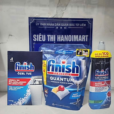 Combo Viên rửa bát Finish quantum 64 V + Muối Finish 1.5kg + Bóng finish 750ml