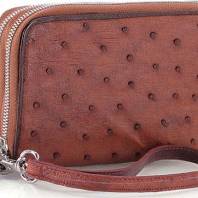 Ví Nữ Da Đà Điểu 2 Khóa Huy Hoàng HT3441 (11 x 22 cm) - Nâu Đỏ