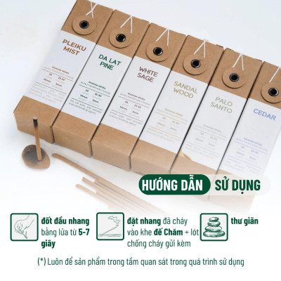 Nhang Thủ Công 3 Lành Hộp 30 Que Nhiều Mùi 100 % Tự Nhiên Tặng Kèm Đế Chăm Không Hóa Chất Xông Thơm