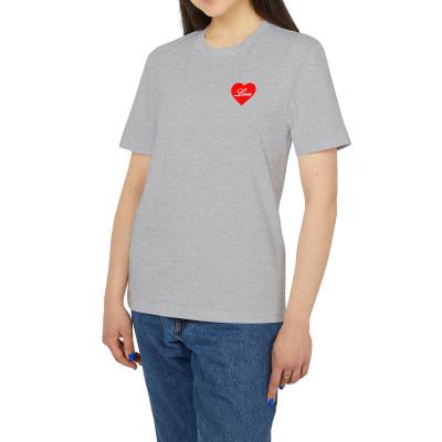 Áo Thun Nữ In Logo Trái Tim Love Cổ Tròn Tay Ngắn Màu Đen Trắng